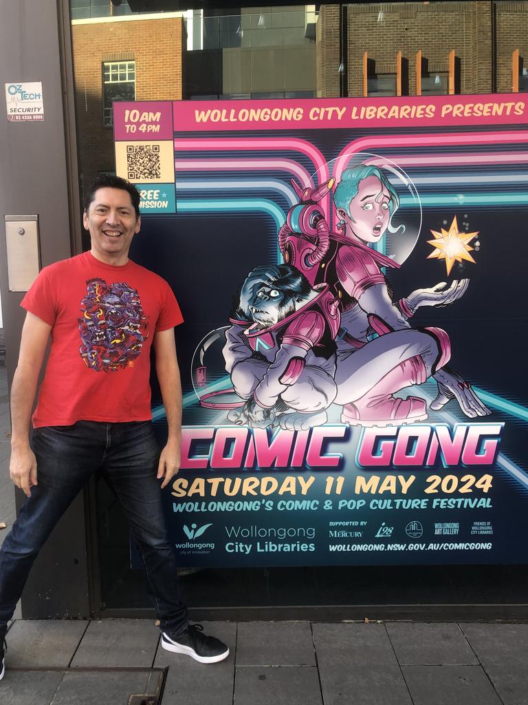 Comic book illustrator and artist Marcelo Baez credited libraries and librarians with bringing comic strip fiction and graphic novels into mainstream Australia. Baez will next appear at Wollongong City Libraries’ 2024 Comic Gong Festival on May 11. Picture: supplied