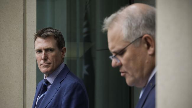 Attorney-General Christian porter and Prime Minister Scott Morrison. Picture: Sean Davey