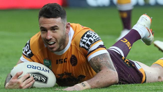 Darius Boyd scores s a try for the Broncos against the Storm. Picture: AAP