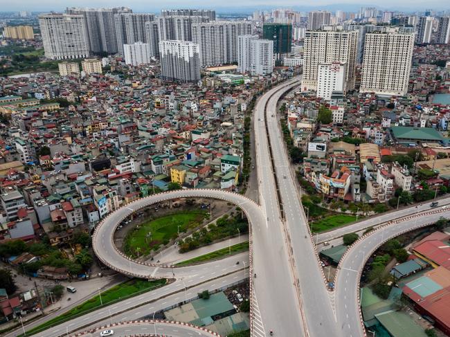 Bare streets of Hanoi, Vietnam, amid concerns of the spread of the coronavirus. Picture: Getty Images