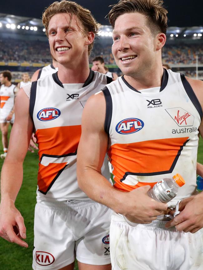 GWS are likely to regain Toby Greene and Lachie Whitfield for the grand final. Picture: Michael Willson/AFL Photos via Getty Images.