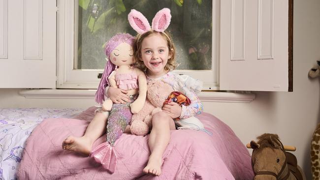 Claudie Jones, 4, at home in Beulah Park, ahead of the Cutest Kindy Kid competition. Picture: Matt Loxton