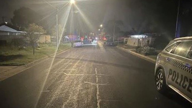 There was a heavy police presence on the Salisbury Downs street late Wednesday night. Picture: Riley Walter