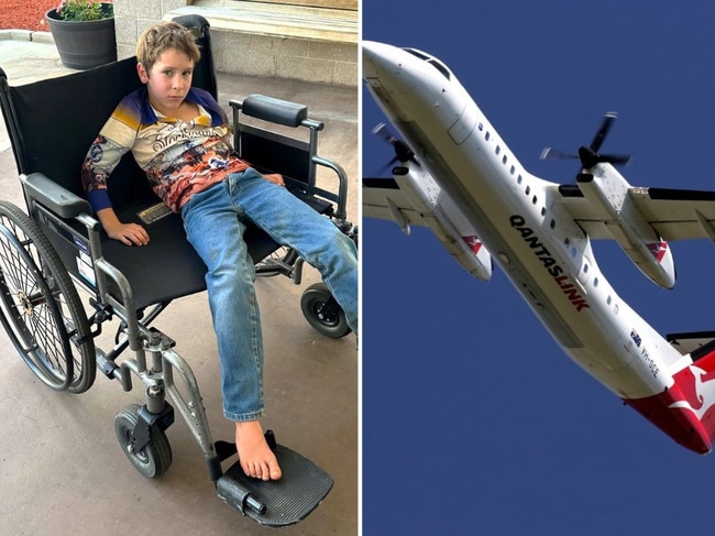 qantas flight kid wheelchair display