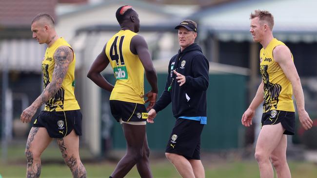 Richmond coach Damien Hardwick at training on the Gold Coast. Picture: Michael Klein