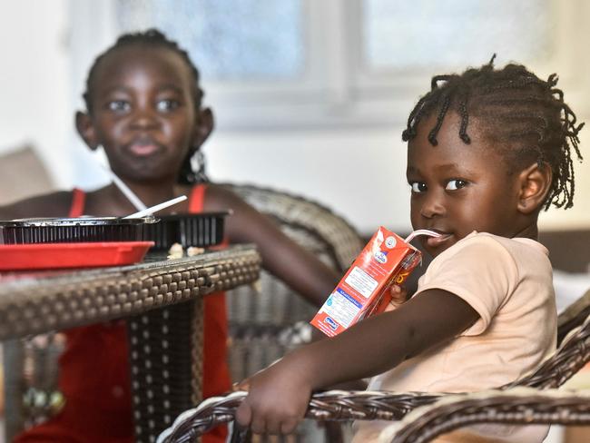 Children eat at the Saint Joseph Jesuites Fathers Church, that was turned into a shelter to house families fleeing their homes as a result of Israeli strikes in Lebanon. Picture: AFP.