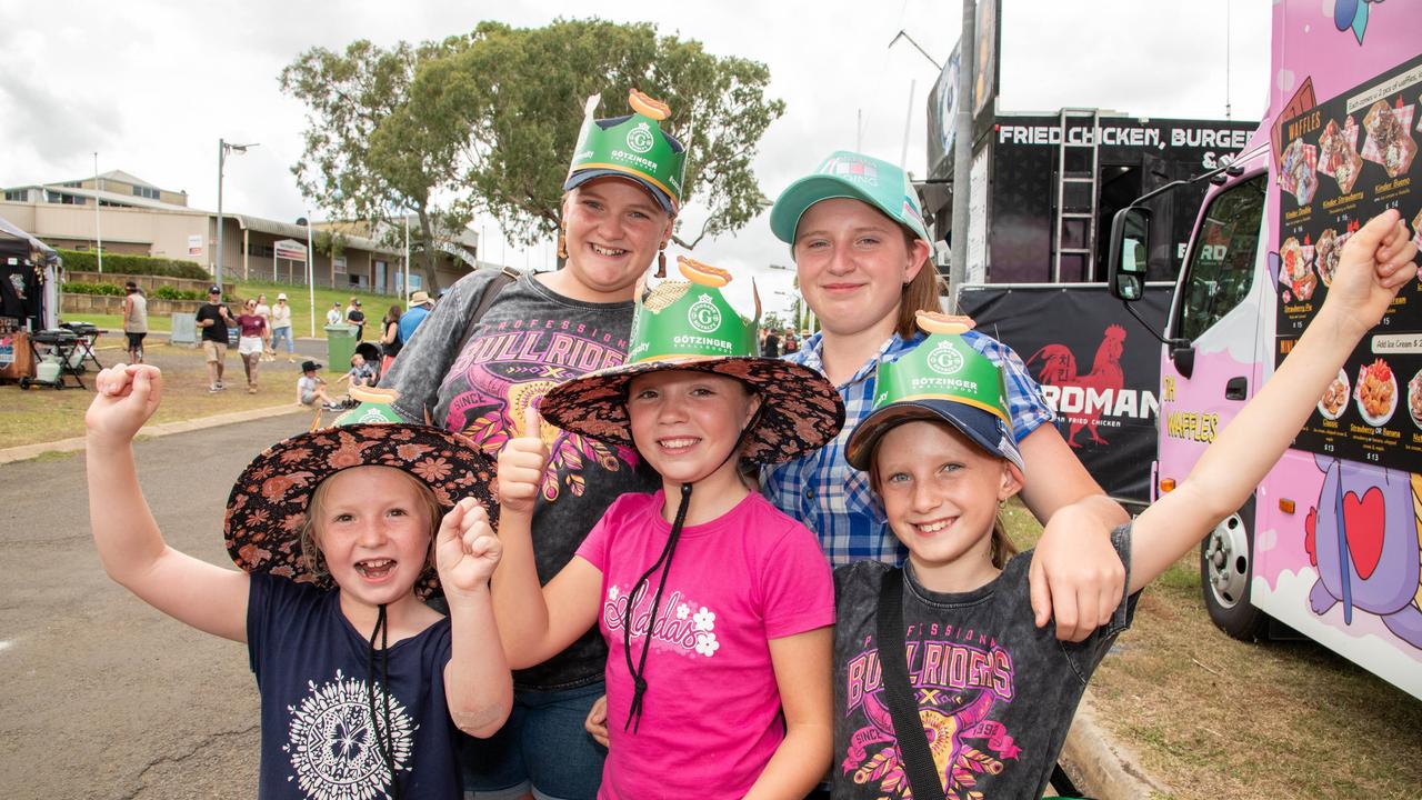 Mikayla Heathwood (back left) and Ruby Heathwood and front; Ellie Nayler, Caitlin Nayler and Byanca Heathwood.Meatstock - Music, Barbecue and Camping Festival at Toowoomba Showgrounds.Friday March 8, 2024 Picture: Bev Lacey