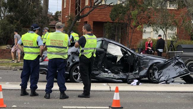 The wreck of the Mercedes, which was the other car in the crash. Picture: Eliza Barr