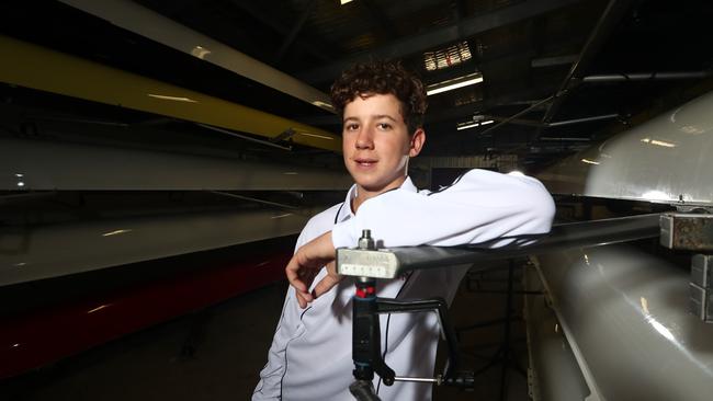 TSS Rowing First VIII Representative Lockie Mactaggart . Photograph : Jason O'Brien