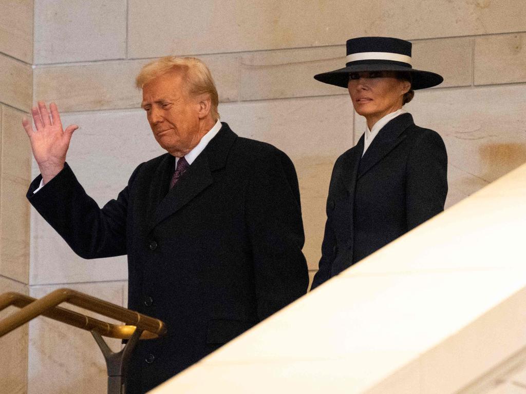 President Donald Trump and First Lady Melania Trump arrive in Emancipation Hall. Picture: AFP