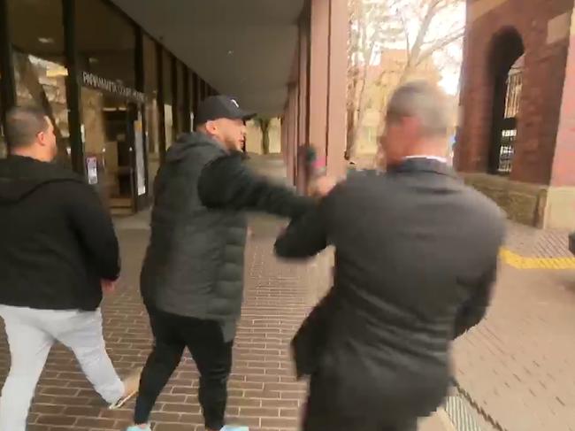 In July this year Ovadia copped a shove outside court. Picture: 7 News