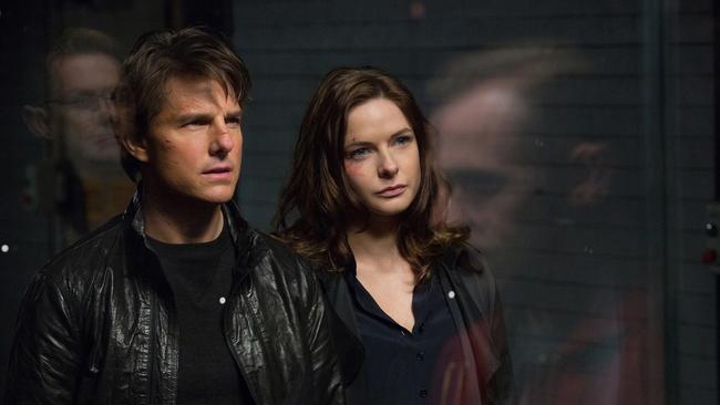 In this image released by Paramount Pictures, Tom Cruise, left, and Rebecca Ferguson appears in a scene from 