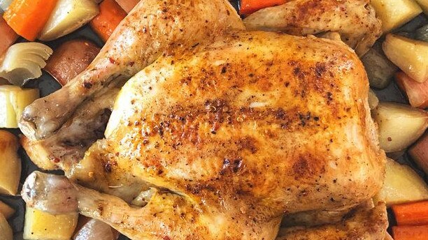 Enjoy the crispy skin on the roast chicken. Picture: Supplied