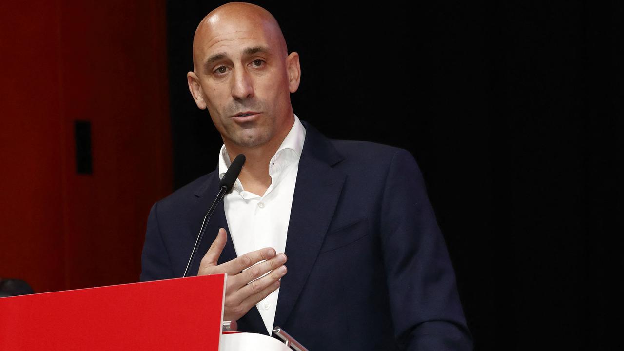 Rubiales addresses the general assembly. Picture: Eidan Rubio/RFEF/AFP