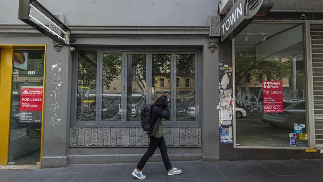 Empty buildings in Bourke Street. Picture: NCA NewsWire/Daniel Pockett