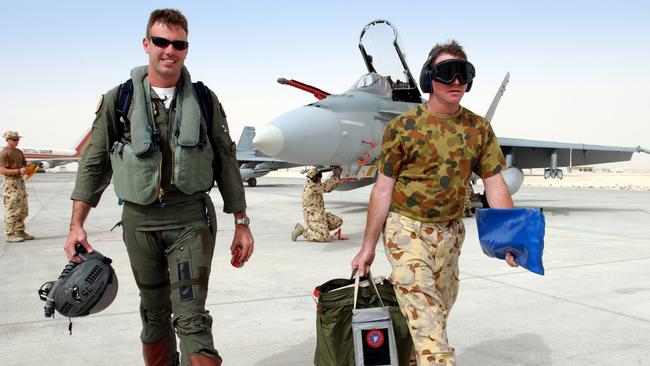 A Royal Australian Air Force deployment from the Tindal base in the Northern Territory arrives in the Middle East in 2003.