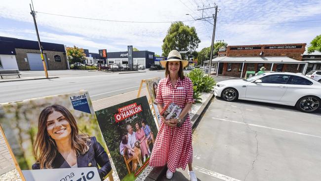 Labor candidate Cressida O’Hanlon Early voting for the by-election in the Electoral District of Dunstan ahead of polling day. Picture: NCA NewsWire / Roy VanDerVegt