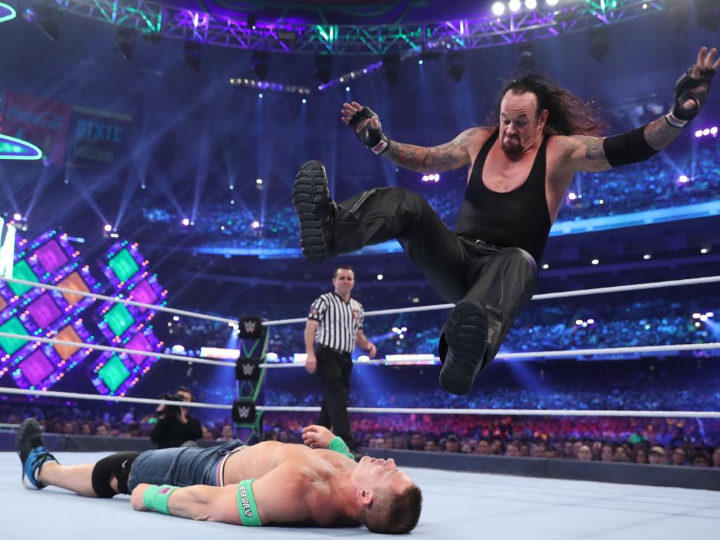 Supplied images of WWE Superstars The Undertaker v John Cena. Photo Credit 2018 WWE, Inc