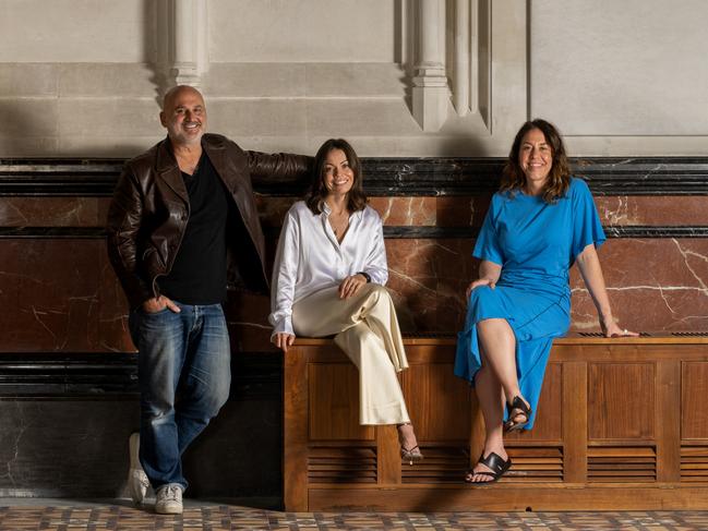 Rebecca Yazbek with her husband Al and chef Jacqui Challinor. Picture: Supplied