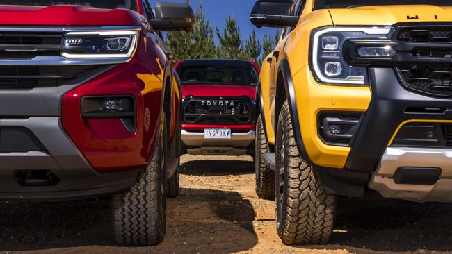 What does the proliferation of monster utes colonising our roads and carparks say about where we are now, as a species? Picture: Mark Bean