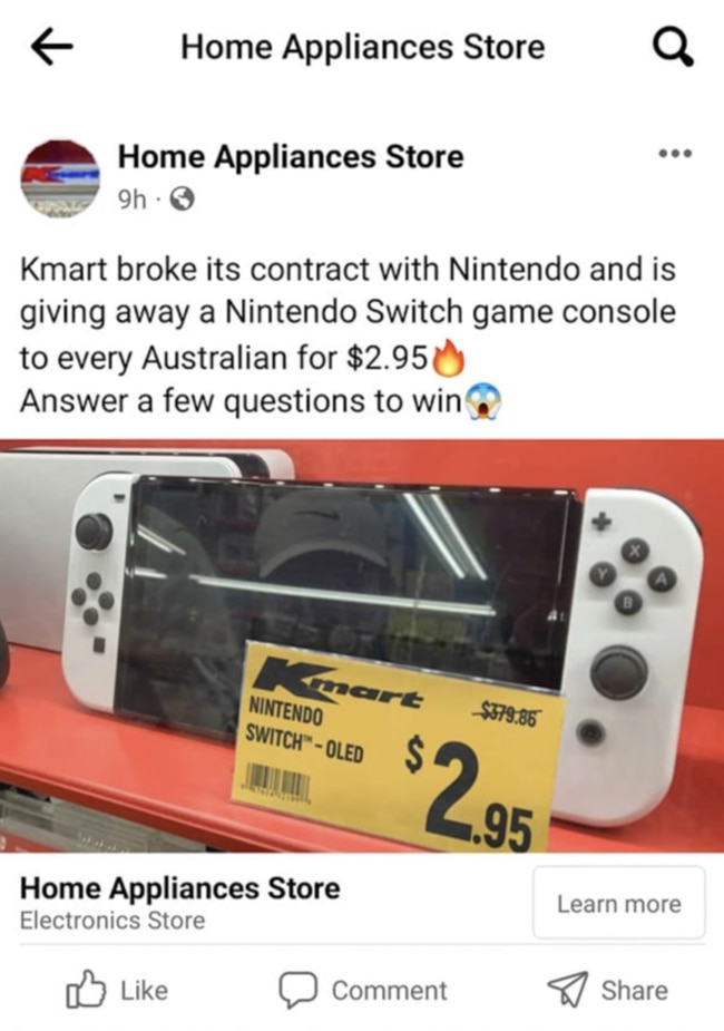 Kmart shoppers have been urged not to fall for a new scam circulating on Facebook. Picture: Facebook