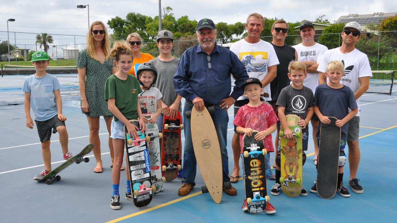 Cr Bill Ludwig and Cr Eastwood met with skateboarders and their families to inspect a potential site for a new multipurpose competition skatepark. File photo.