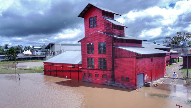 Beenleigh Artisan Rum Distillery's iconic Big Red Shed was flooded when the Albert River broke its banks in March 2022