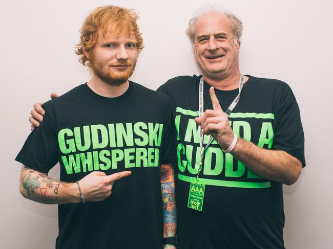 Ed Sheeran has a life-size statute of Michael Gudinski in his home pub. Picture: Brian Purnell