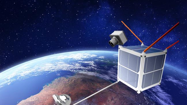 UniSA will develop a selfie-stick for satellites, illustrated here. Picture: Supplied.