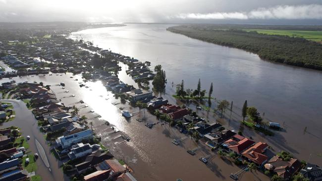 Aerial images show the extensive floodwaters impacting Ballina in northern NSW as the region suffers the worst flood crisis in its history. Picture: NCA NewsWire/Danielle Smith