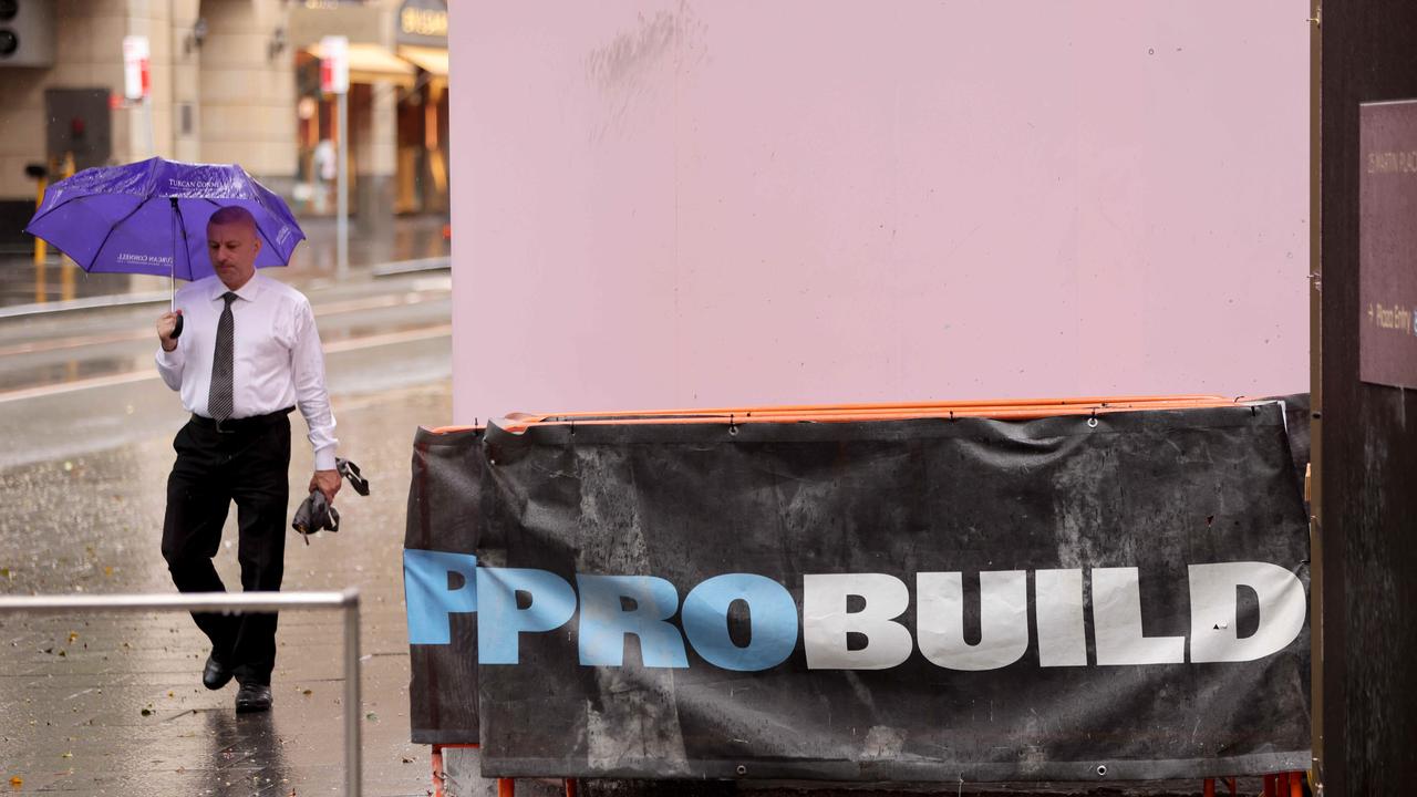 Probuild signage on their construction site at the MLC building in Martin Place, Sydney CBD. Picture: NCA NewsWire / Damian Shaw