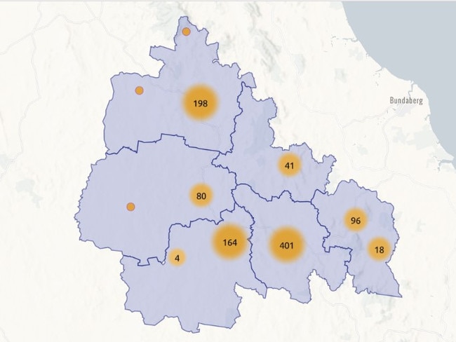 This map reveals the crime hot spots across the North Burnett between December 2020 and December 2022.