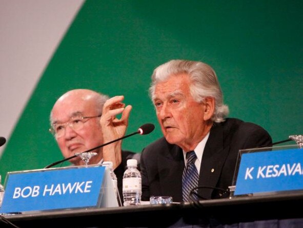 Bob Hawke speaks at the 20th anniversary of APEC which he established. Picture: Supplied