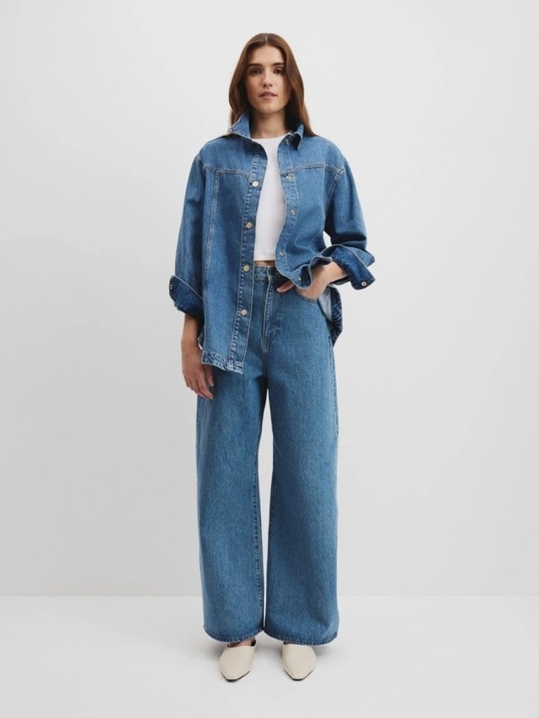Country Road Denim Shacket in Mid Blue Wash. Picture: Myer.