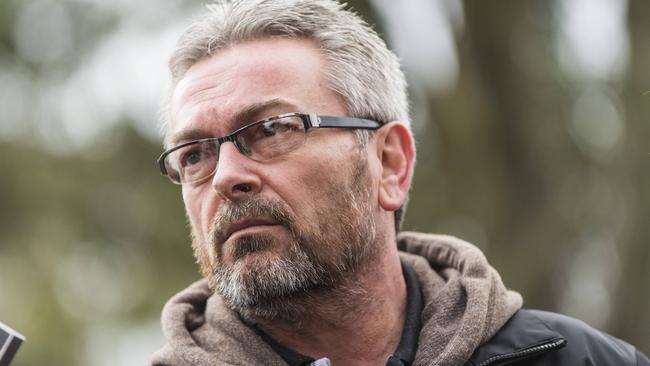 Borce Ristevski in front of media during the search for Karen. Picture: Eugene Hyland