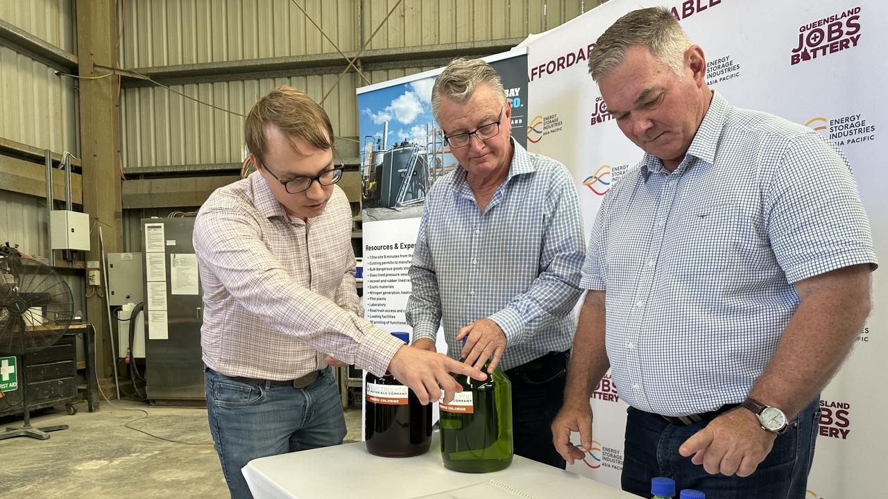 Nick Whebell, Les Walker and Scott Stewart at the announcement of a $3 million grant for Energy Storage Industries â&#128;&#147; Asia Pacific and Cleveland Bay Chemical Company in Townsville.