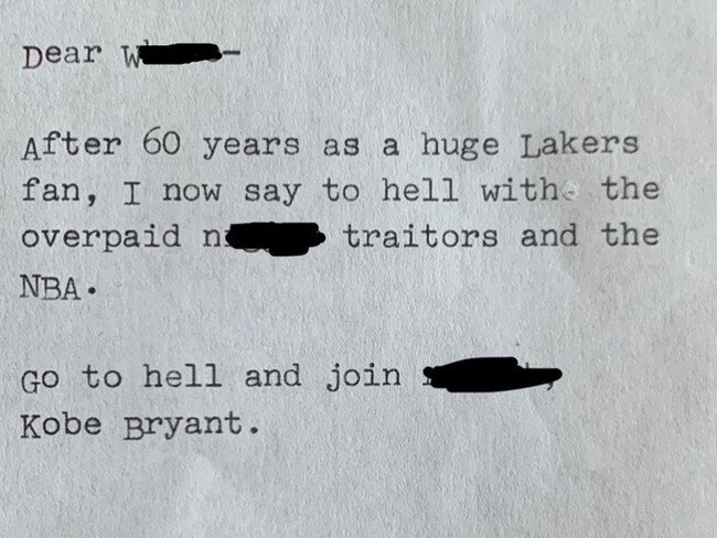 Jeanie Buss was sent this disgustng note.