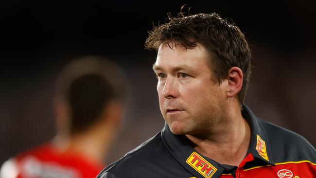 Gold Coast Suns coach Stuart Dew is under pressure to hold his job beyond this season. Picture: Michael Willson/AFL Photos via Getty Images