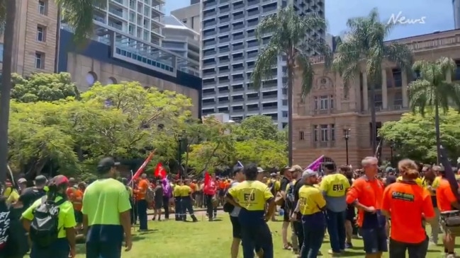 CFMEU workplace safety protest at Qld Parliament House