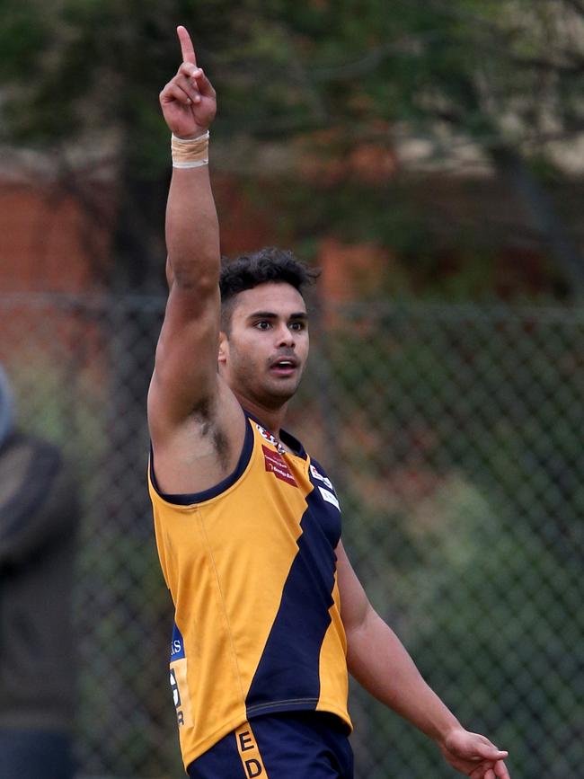 Matthew Knight celebrates a goal during his stint at Strathmore. Picture: Mark Wilson