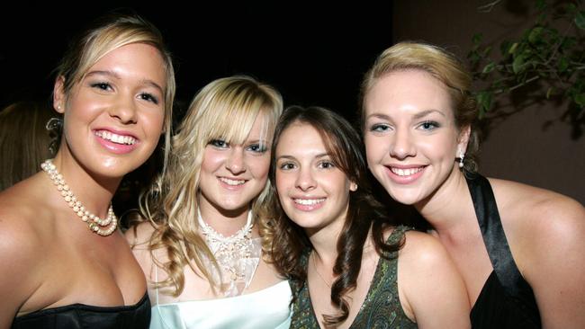 JUNE 06, 2004: Holly Cooper, 16, Jamie Barber, 17, Amanda Merkin, 17 and Jenna McStay, 17 from Hillcrest Christian College at the Crowne Plaza in Surfers Paradise for their school formal. PicMike/Batterham - socials