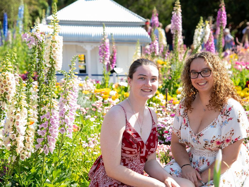 Georgie Moore (left) and Emily Searle in the Botanic Gardens, Queens Park for the Carnival of Flowers, Sunday September 22, 2024. Picture: Bev Lacey