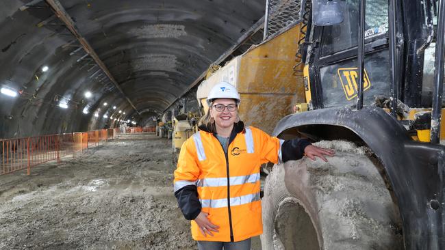 Transport infrastructure Minister Jacinta Allan in the site of the Melbourne Metro rail tunnel earlier this year. Picture: David Crosling