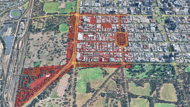 A map released by SA Police showing the area where the woman frequented.