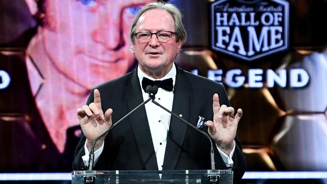 Kevin Sheedy gives his Hall of Fame speech. Picture: AAP Images