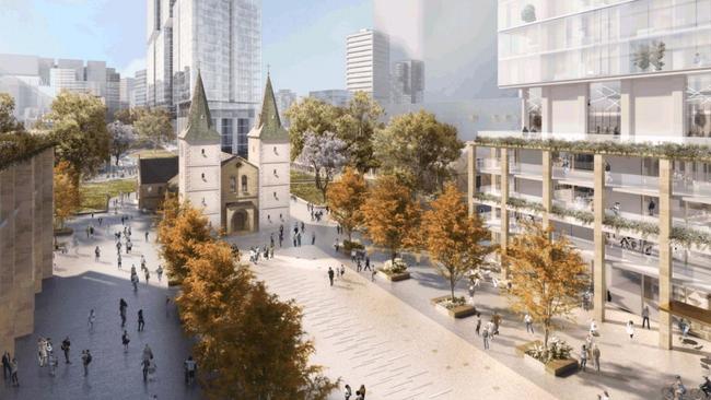 Concept designs for the area around St John's Anglican Cathedral, Parramatta.