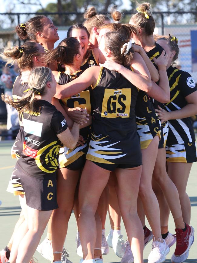 Colac celebrate back-to-back premierships. Picture: Mark Wilson