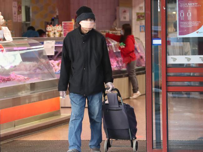 General images around Box Hill Central during coronavirus crisis. Shoppers are seen at Box Hill central. Thursday, April 15, 2020. Picture:David Crosling