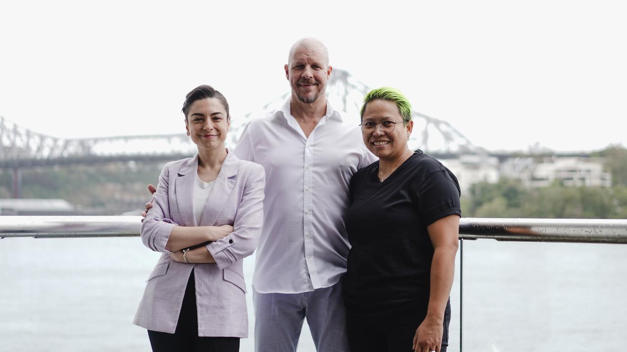 Gizem Temizkan, Andrew Baturo and head chef Suwisa Phoonsang at the new Tillerman site in Brisbane CBD. Picture: Millie Tang