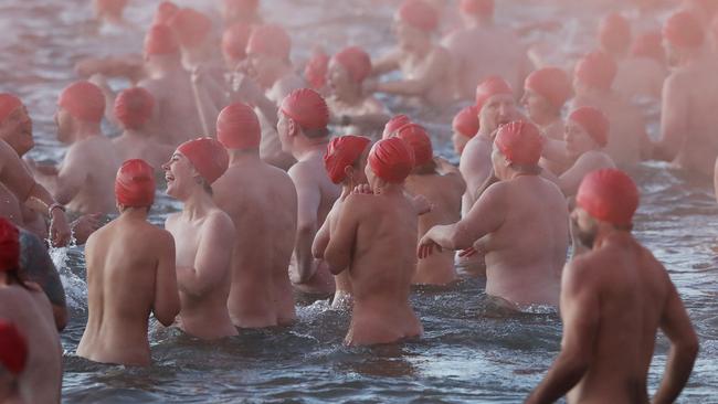 Nude Solstice Swim at Long Beach Sandy Bay as part of Dark Mofo 2022. Picture: Nikki Davis-Jones